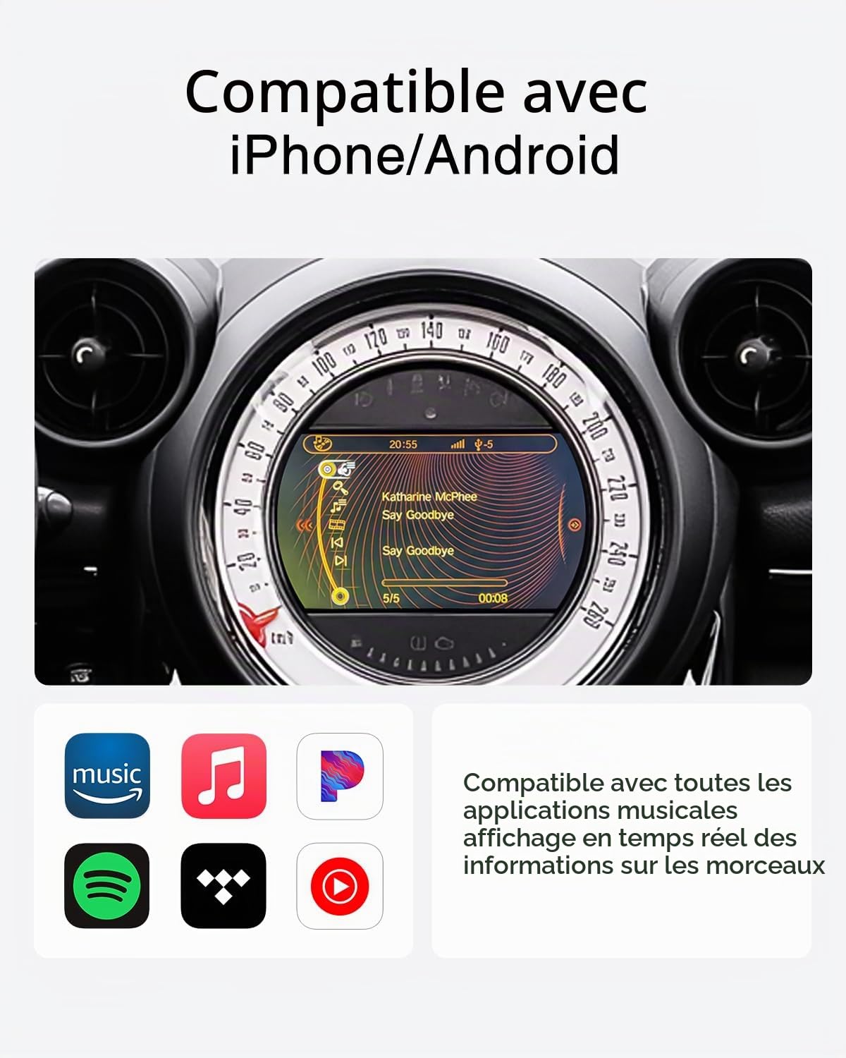 Adaptateur Bluetooth Voiture USB/AUX pour BMW Mini CIC & Boost CD