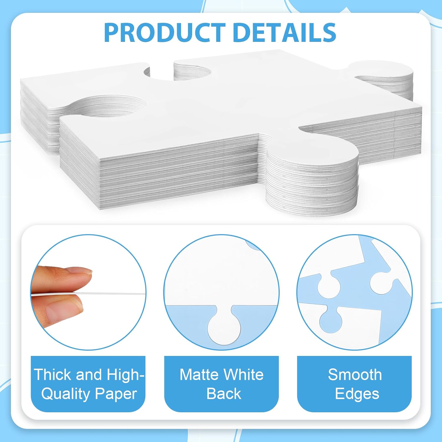 Moodaily 48-Piece Jumbo DIY Blank Puzzle Kit 9x6 Inch Large White Cardboard Puzzles to Draw & Customize Make Your Own Jigsaw Puzzle Pieces for Classroom Decor Kids Adult DIY Arts Crafts Projects