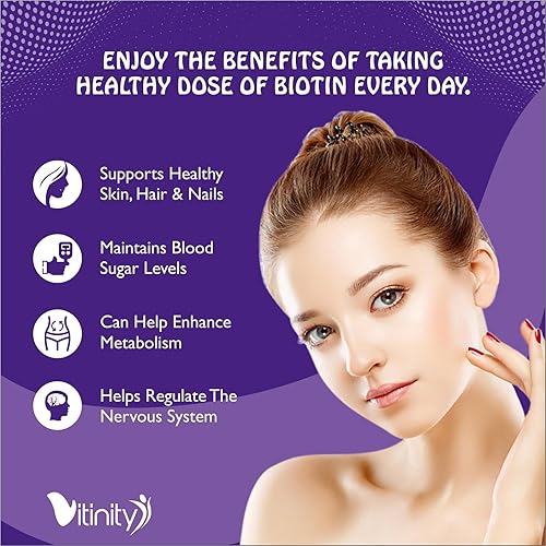 Miniatura 4 de Biotin 10000 Mcg Extra Strength Vegetarian (Vitamina B) Suplemento sin azúcar - Apoya el cabello y la piel más saludables - Mujeres y hombres 120