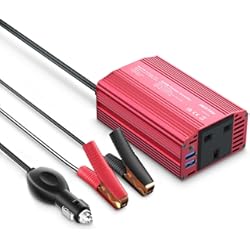Convertidor Ca A Cc BESTEK MRI3013J2 - 300W inversor 12V a 220V con crimper y encendedor de cigarrilla, convertidor de voltaje CC a CA con tomacorriente universal para cargar Portátiles, Tv, Móviles, Neveras (Versión normal)