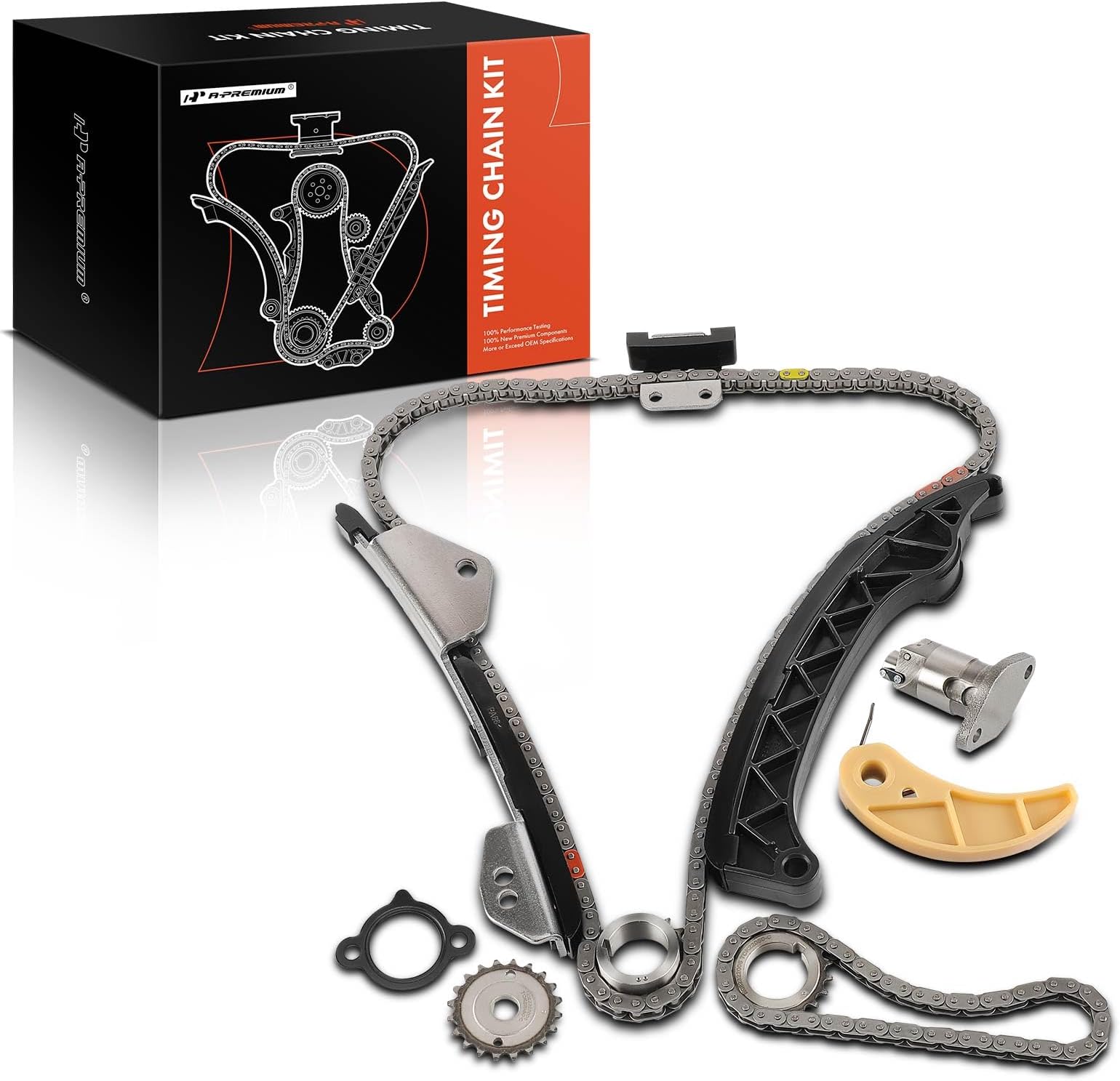 A-Premium 10PCS Engine Timing Chain Kit W/Sprocket & Tensioner & Guide Compatible with Toyota, Lexus, Scion & Pontiac - Corolla, Prius, Prius AWD-e, Prius Plug-In, Matrix, CT200h, Vibe, xD - L4 1.8L