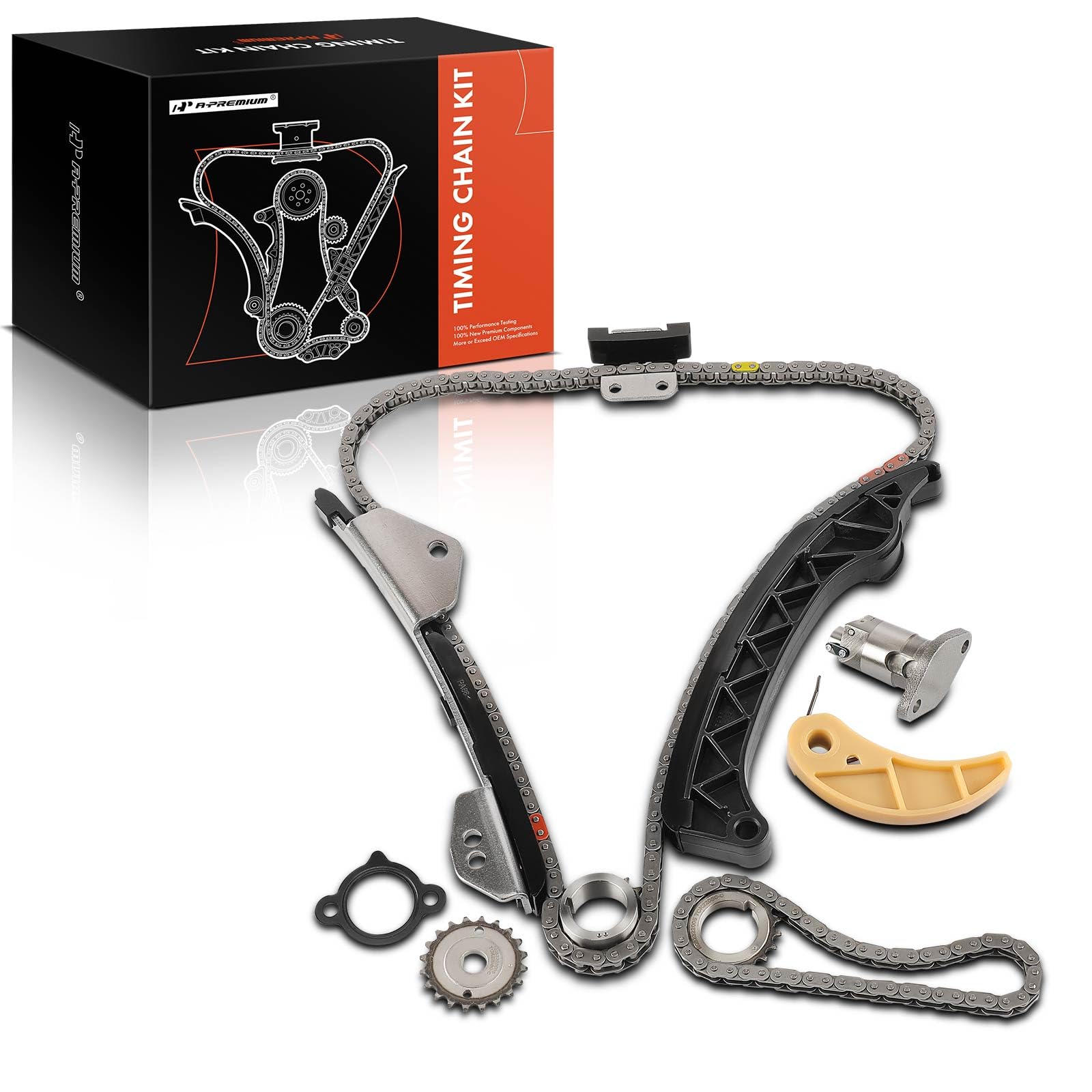 A-Premium 10PCS Engine Timing Chain Kit W/Sprocket & Tensioner & Guide Compatible with Toyota, Lexus, Scion & Pontiac - Corolla, Prius, Prius AWD-e, Prius Plug-In, Matrix, CT200h, Vibe, xD - L4 1.8L