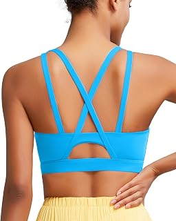 Sports Bras for Women High Support, Molded Cup Strappy High Impact Sports Bras for Women with Sewn in Pads