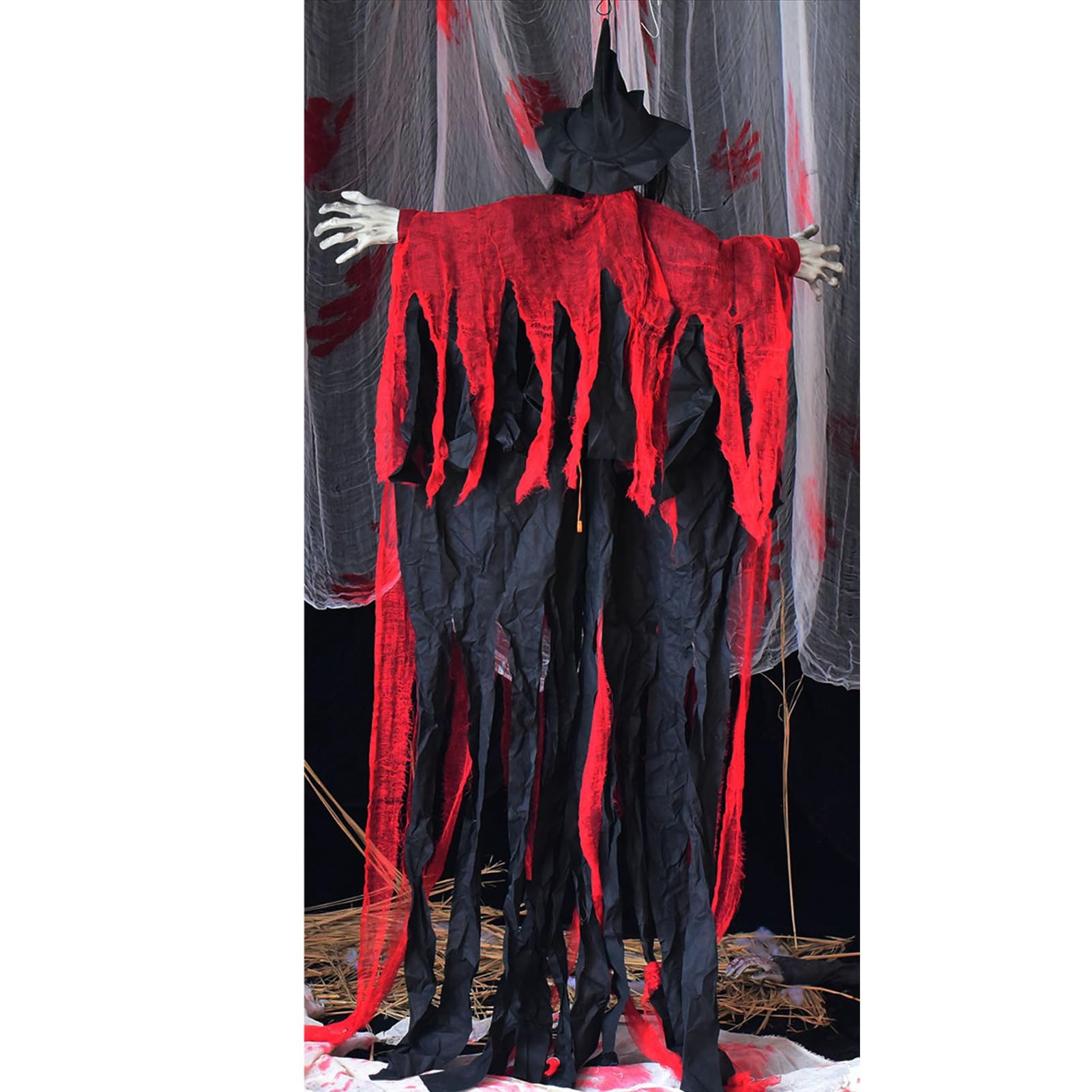 Wiszący Duch Na Halloween Z Dźwiękiem I światłem — Latający Duch Na Baterie Do Upiornych Dekoracji Na Imprezę Halloween