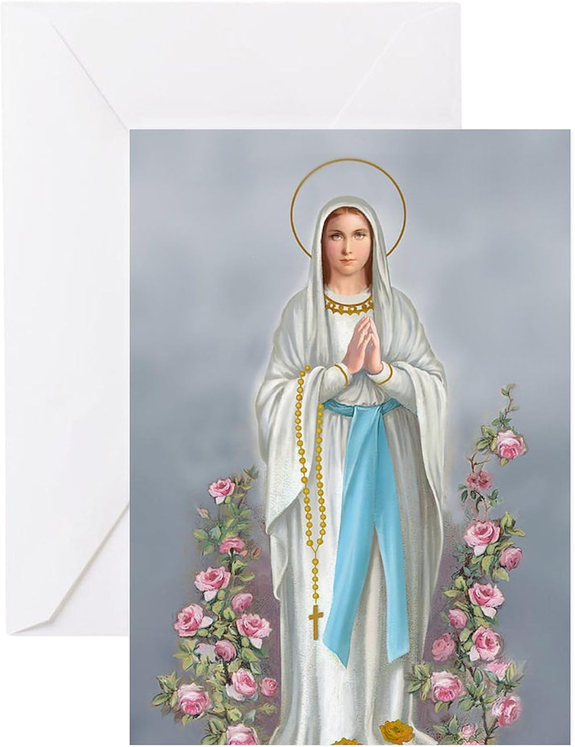 CafePress Blessed Virgin Mary Greeting Card (20-pack), Note Card with Blank Inside, Birthday Card Glossy