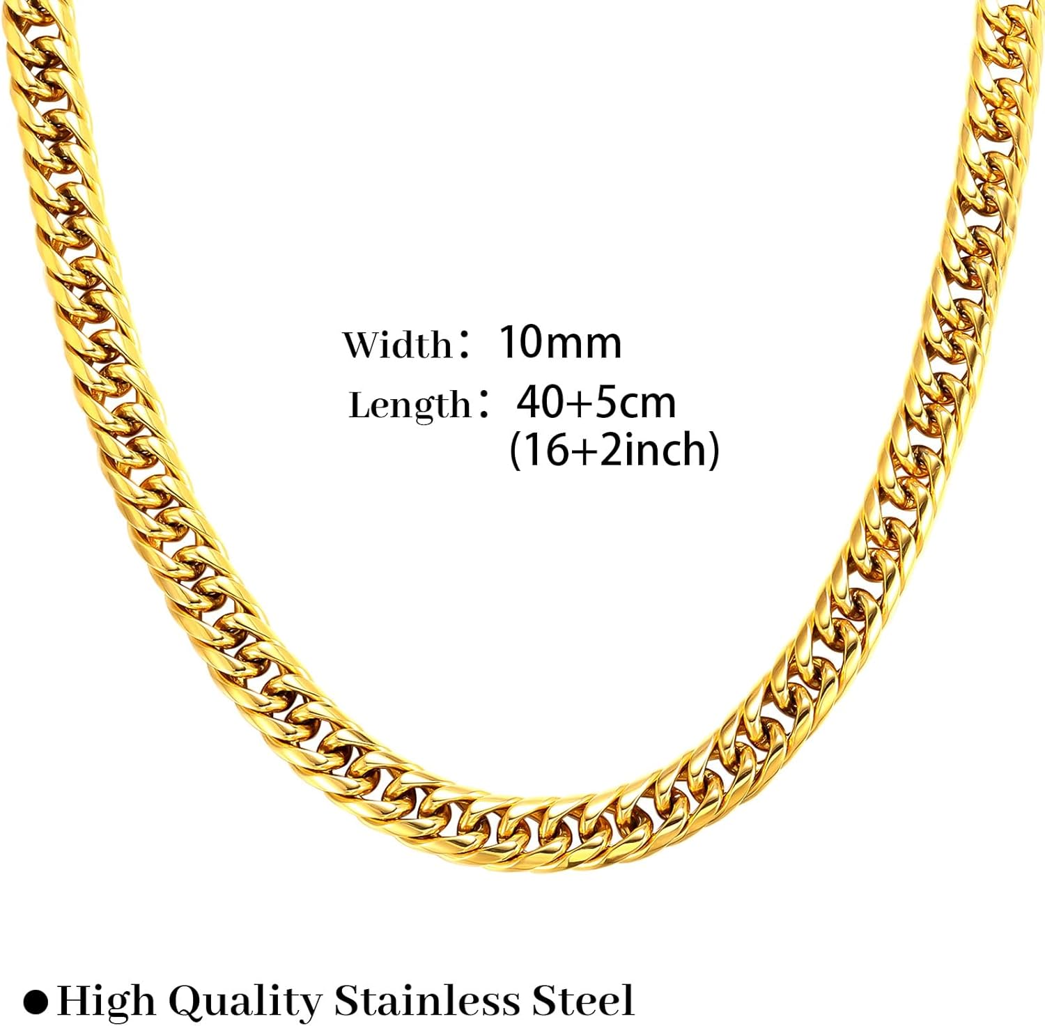FEEL STYLE Chunky Gold Necklace for Women - 14K Gold Plated 10mm/14mm Cuban Link Chain & 8mm O-Link Chunky Necklace Fashion Jewelry Adjustable - Image 6