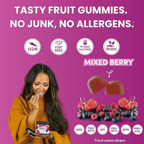 Miniatura 4 de Llama Naturals Probióticos para mujeres y hombres con fibra prebiótica, veganas, orgánicas, gomitas probióticas para apoyo a la salud intestinal,