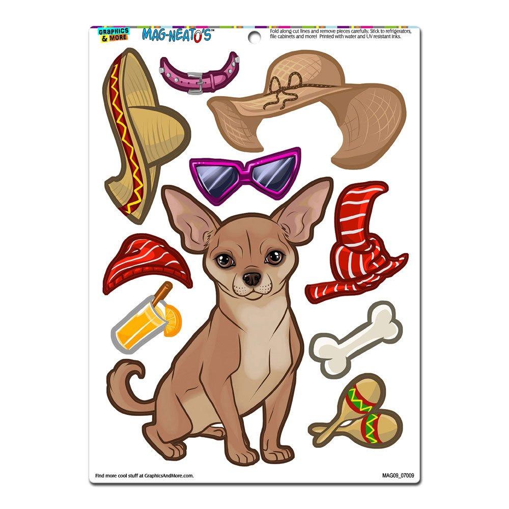 Chihuahua Dress-Up - Dog Pet Funny Novelty Gift Paper Doll Locker Refrigerator Vinyl Magnet Set