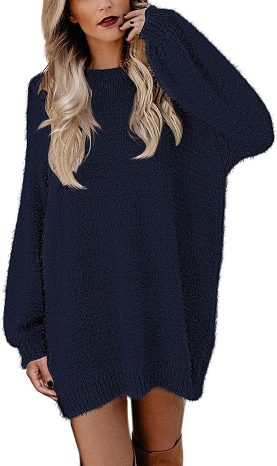 Amazon Co Jp ニットワンピース Joielmal 丸首 長袖 ミニ ドレス 無地 ひざ丈 Aライン チュニック ゆったり ロング セーター 韓国風 カジュアル 着痩せ おしゃれ ロング丈 トップス 春秋冬 普段着 部屋着 通勤 通学 デート ファッション