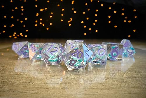 Miniatura 4 de FanRoll - Juego de dados DND individuales d20 Elixir de núcleo líquido, vibraciones de discoteca, dados de juego de rol para Calabozos y Dragones