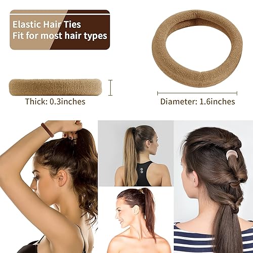 Miniatura 2 de SYGY Liga para el Cabello, 100 Piezas Ligas para el Cabello para Cabello Grueso y Fino, Bandas de Algodón sin Costuras, Sin Daño para Mujeres,