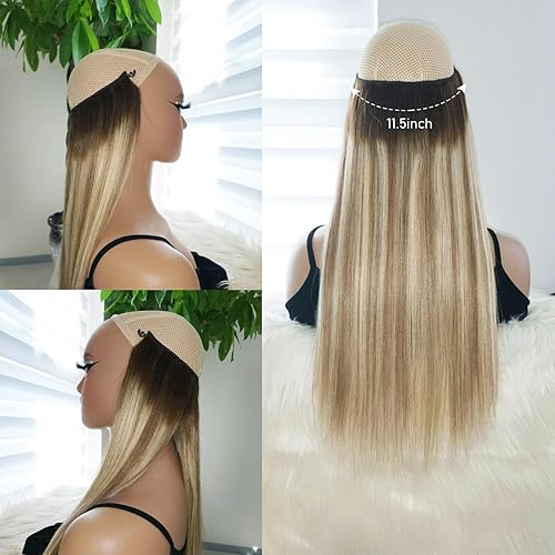 Miniatura 5 de Beroyal - Extensiones de cabello humano real con alambre, 16 pulgadas, marrón chocolate a marrón claro y rubio 613, extensiones de cabello Remy de