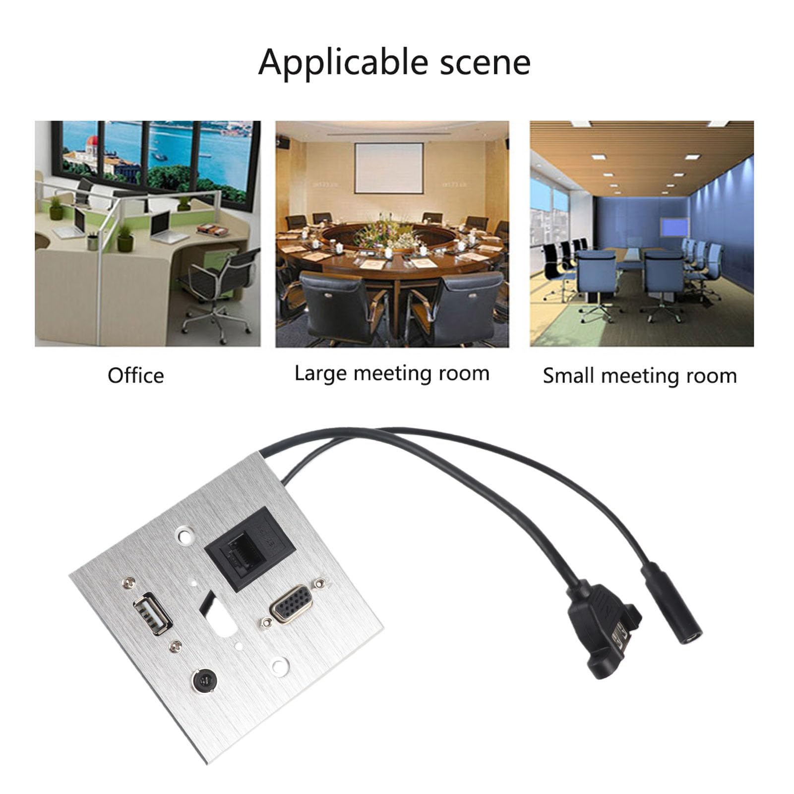 Zócalo Multimedia, USB HDMI VGA Audio de 3,5 Mm Red RJ45 Placa de Pared Multifunción, Salida de Panel de Información Multimedia para Oficina de Hotel en Casa