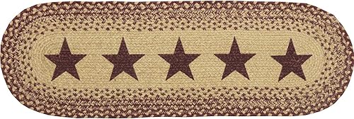 VHC Brands Classic Country Primitive Mesa & Kitchen - Estarcido de yute rojo burdeo, 8.0 x 24.0 in