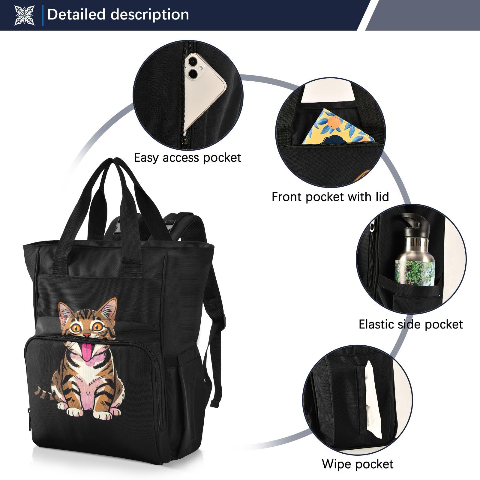 GuoChe Dobby - Mochila para pañales de nailon con múltiples bolsillos