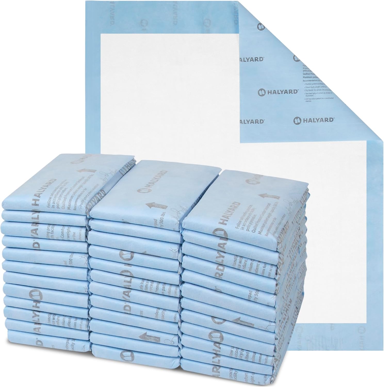 HALYARD* Premium Disposable Underpads, 30" x 36" Chux Pads - Bed Pads for Adults with Airlaid Core for Moisture and Odor Control - Premium - Blue (Case of 40)