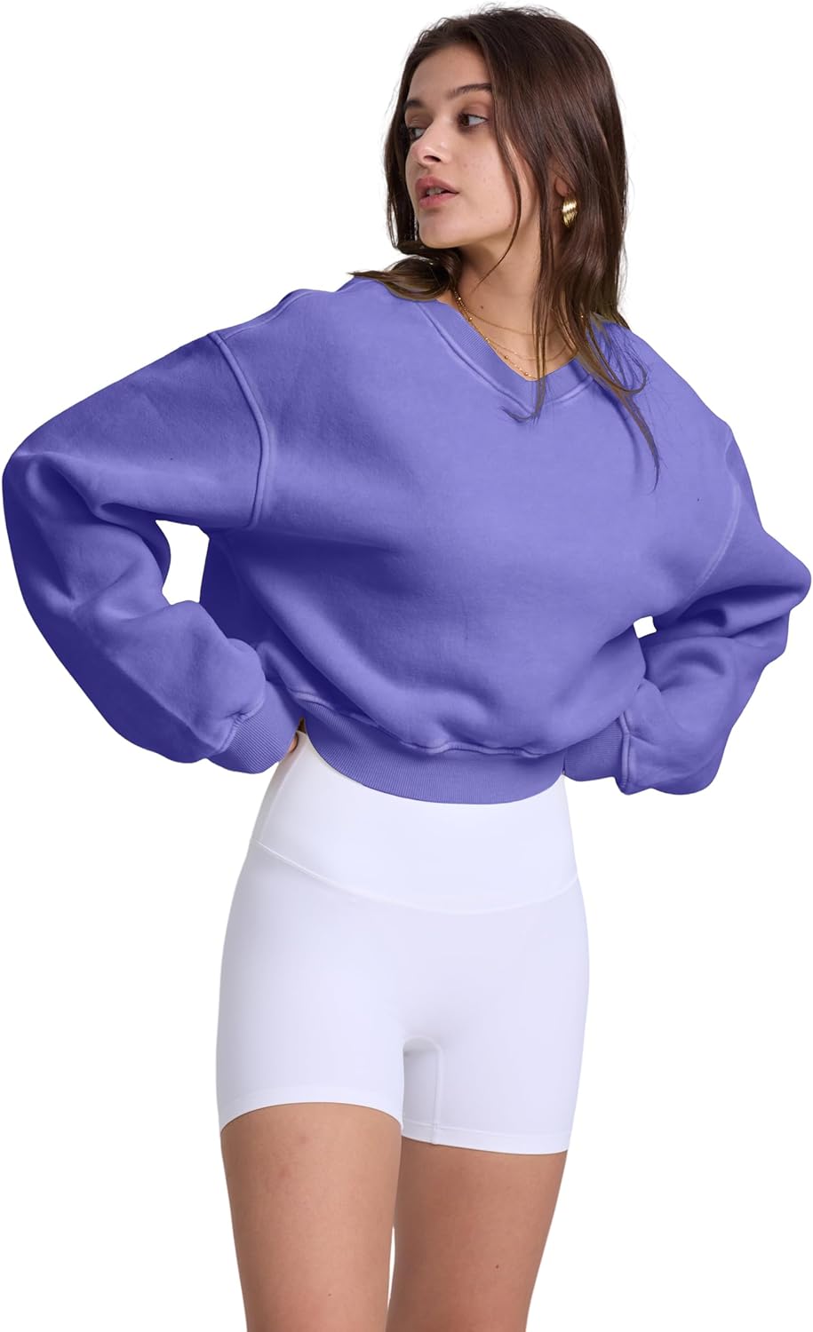 Hatant Sweatshirt for Women Acid Wash Athletic Hoodie Heritage Fleece V-neck Long Sleeve Hoodie Fleece Women Sweatshirt - Image 6