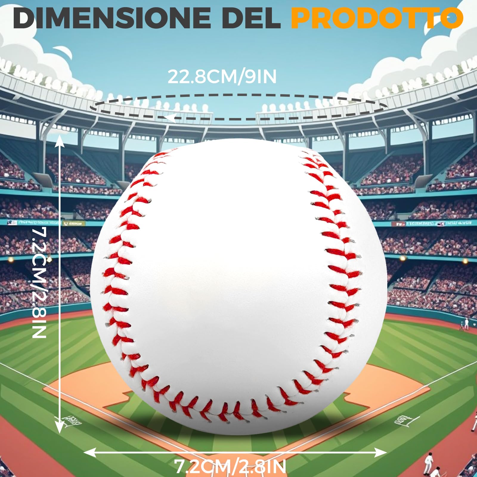 LeapBeast Palle da Baseball, Baseball Morbida/Duro, 9" Pollici Fatti a Mano da Baseballs in PVC in Gomma Morbida Softball per Allenamento Esercizio Gioventù Principiante