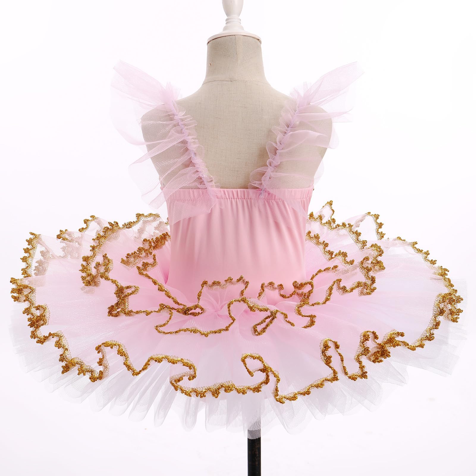 Mädchen Ballettkleid, Ballettkleidung Ballettanzug Balletttrikot mit Chiffon Rock Tütü 3-14 Jahre