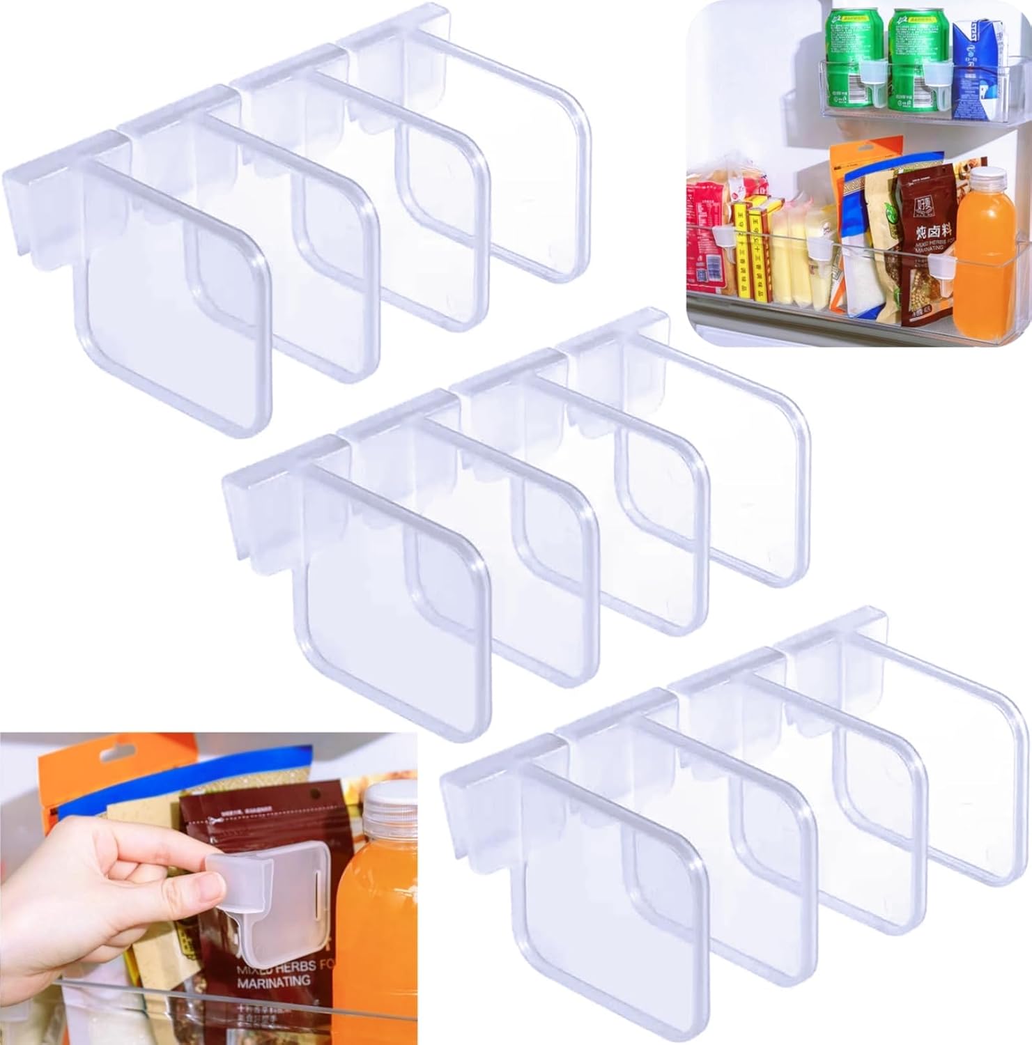 Plastic Refrigerator Dividers Organizer Adjustable Snapon