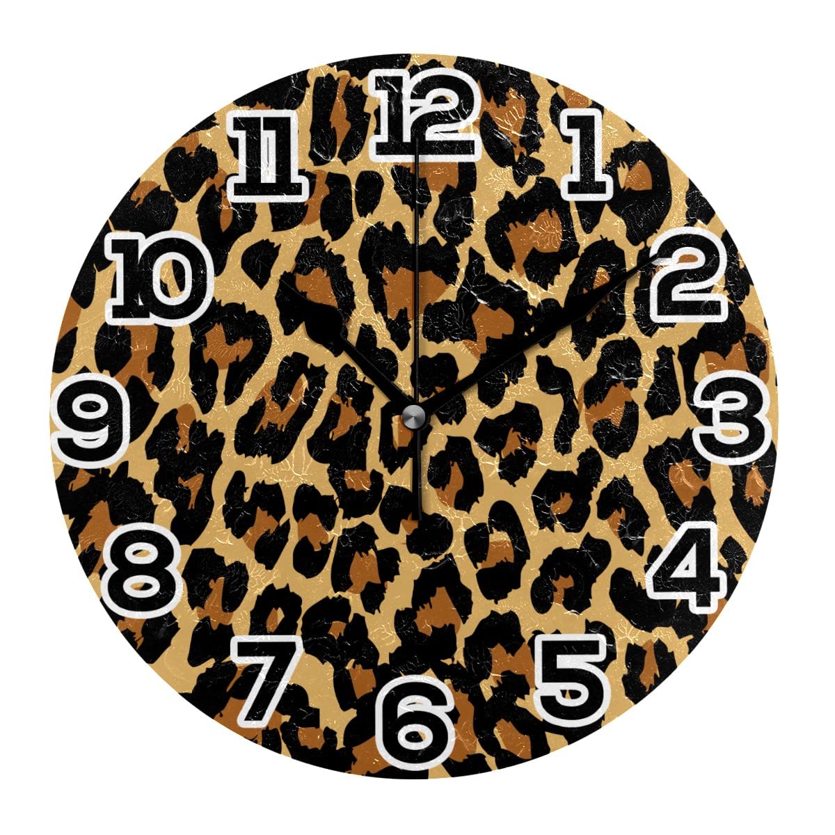 Horloge murale ronde léopard pour décoration de bureau et chambre