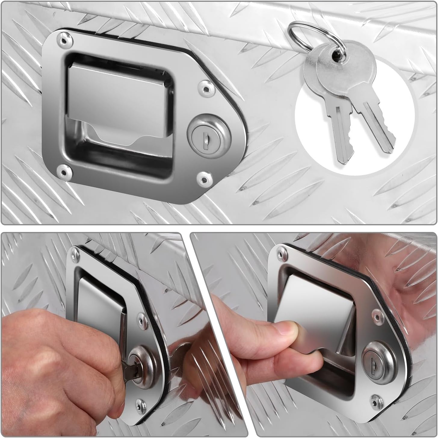 DNA MOTORING Truck Tool Box Lockable Storage Box, Truck Bed Tool Box Truck Bed Organizer Aluminum Truck Tool Boxes for Bed of Truck, w/Lock & Keys, 40"L X 14.5"W X 11"H, Silver, TBOX-T5-004-ALU