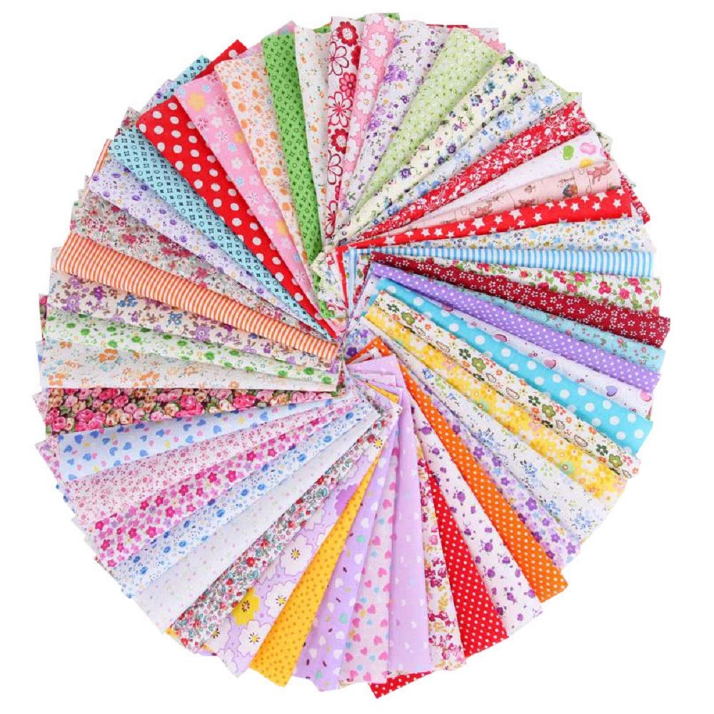 56 Quadrati Di Tessuto In Cotone 25x25 Cm Per Patchwork E Cucito Creativo, Fantasie Multicolori Assortite