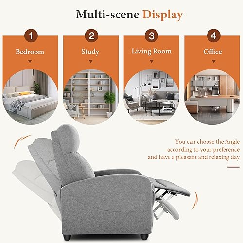 Miniatura 52 de Sweetcrispy Silla reclinable, silla basculante giratoria 360 grados para adultos, sillas reclinables deslizantes, sillas de guardería para sala