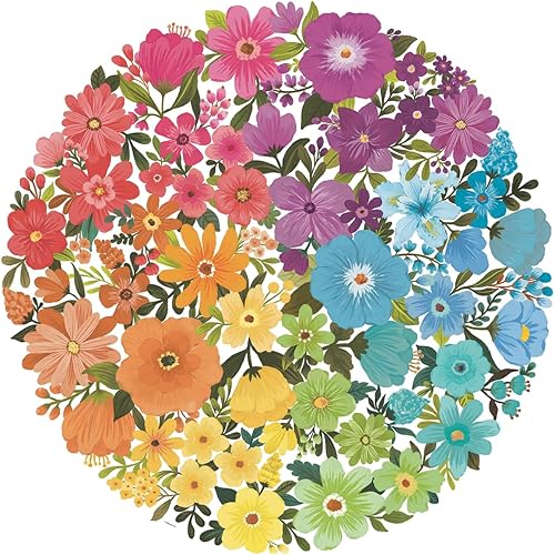 Ravensburger Circle of Colors: Flowers - Rompecabezas redondo de madera de 500 piezas para adultos y niños, diseño único de piezas, vibrante y sin