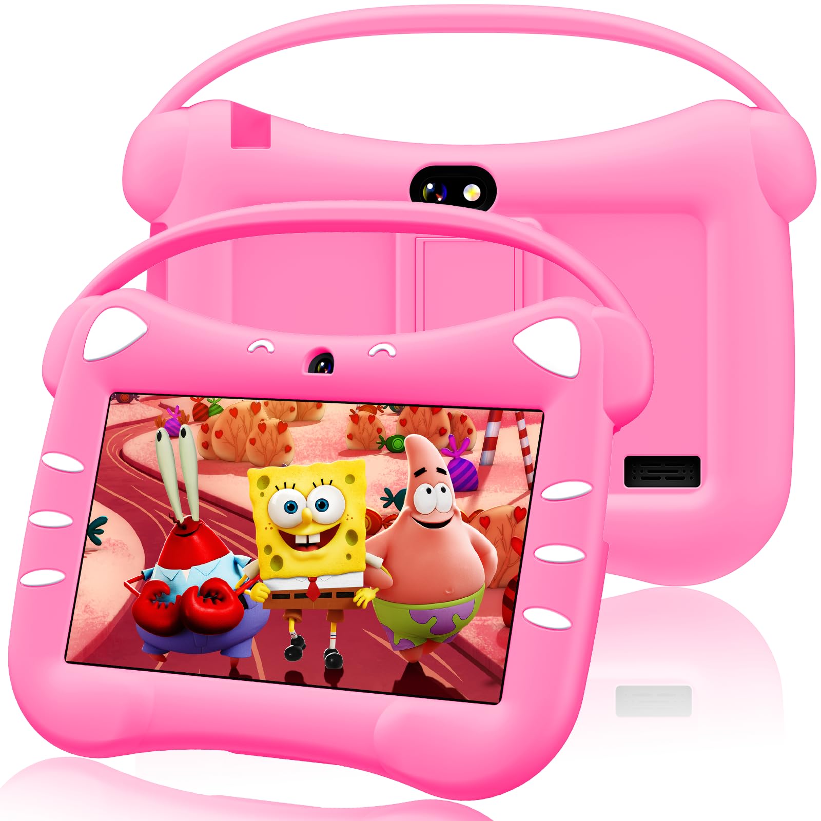 Tablet para Niños 7 Pulgadas Android Tableta Infantil con WiFi Bluetooth Doble Cámara Control Parental 32GB ROM Tablet Niños con Estuche Protector (Magenta)