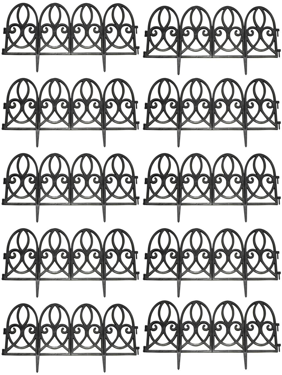 Selections Black Plastic Lawn Edging Traditional Design Panels for Garden Paths and Borders - Pack of 10