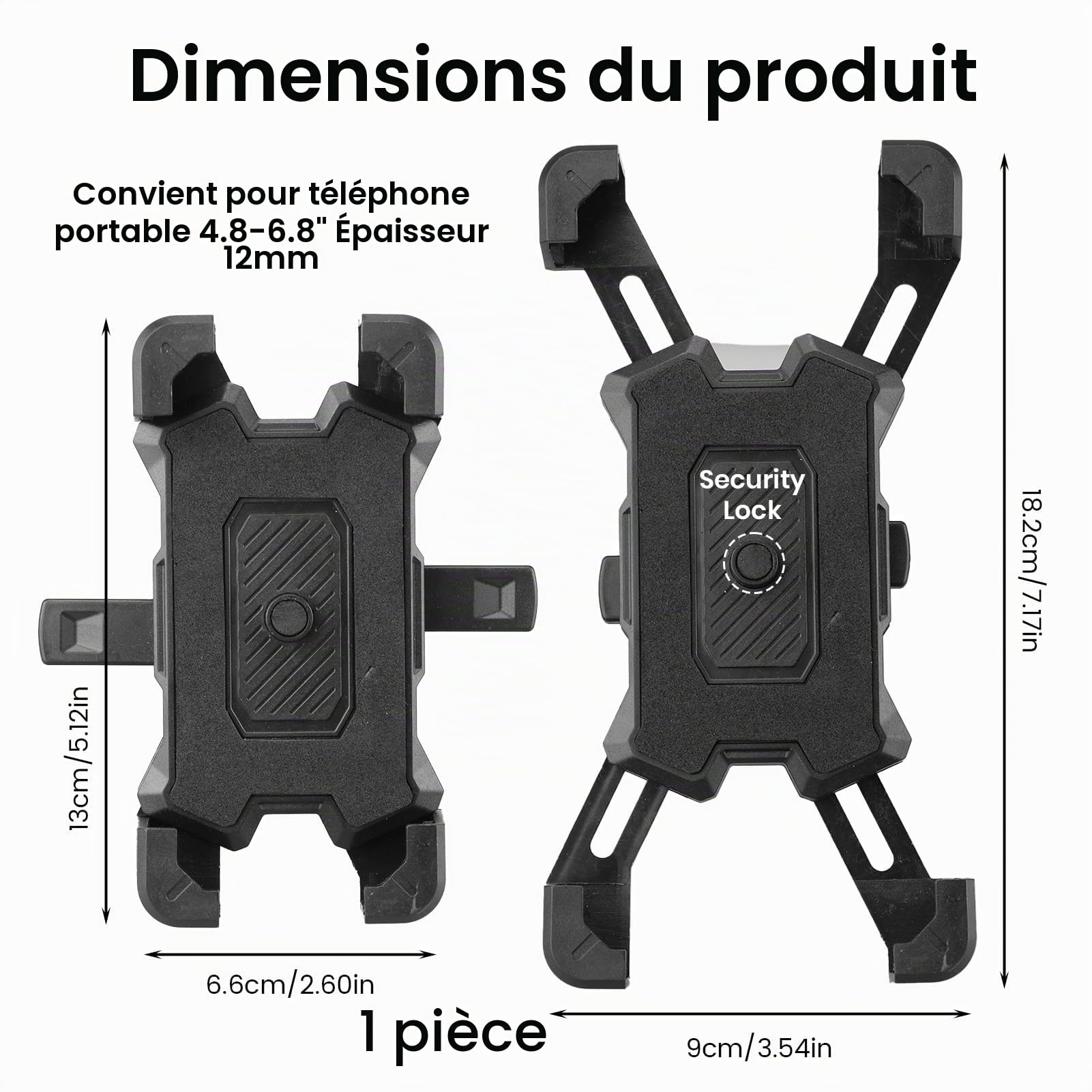 Support Téléphone Vélo Moto, Support Telephone Porte Telephone Velo Guidon Universel pour Trotinette Electrique Scooter VTT avec 360° Rotation pour iPhone 17 16 15 14 13 5,5"-7,9" Smartphones GPS