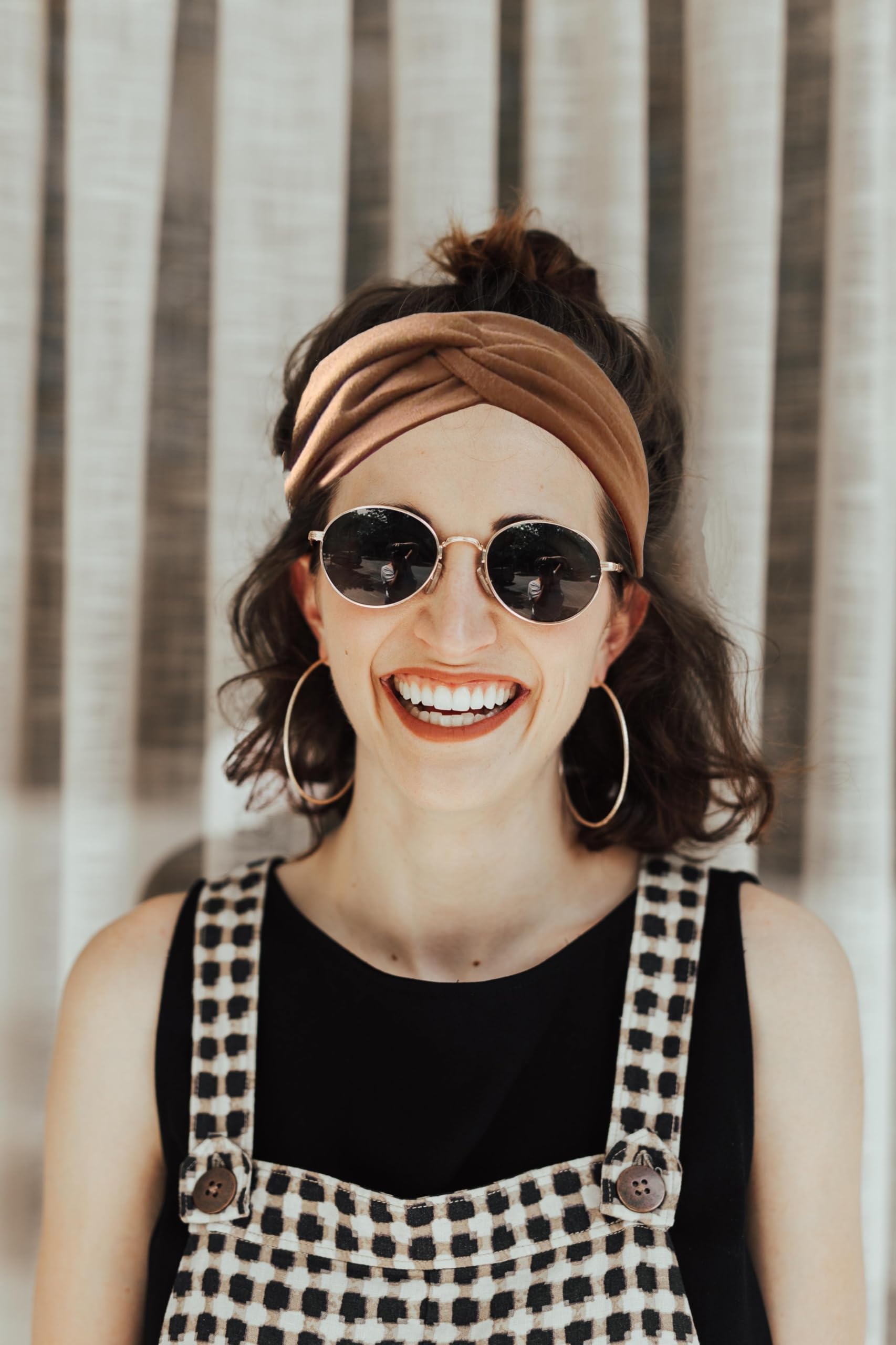 FASHION Black and Brown Patterned Headband Plaid Twist Headband main image 3