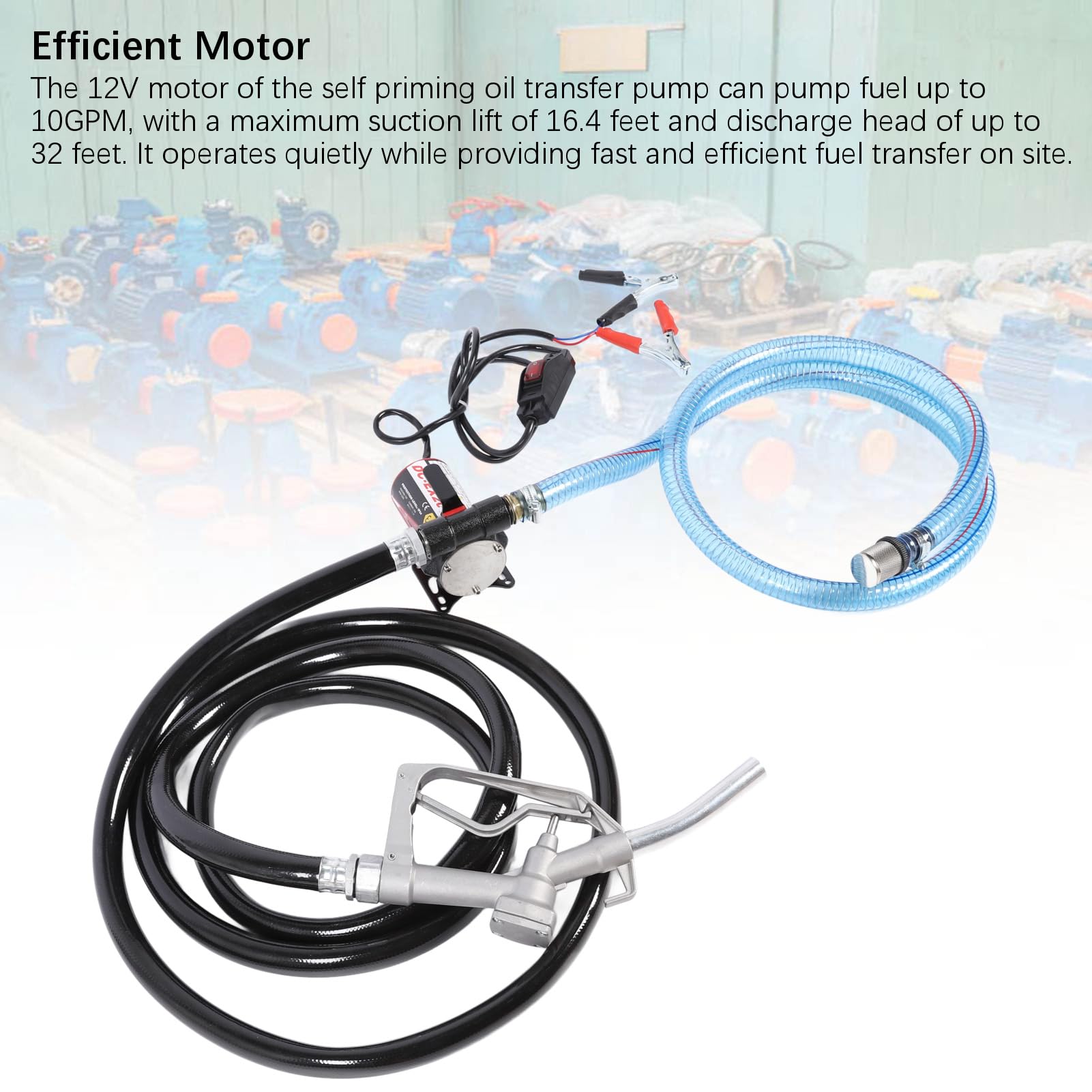 SEAFRONT Odporna na Wybuch Pompa Paliwa 12V 10GPM Elektryczna Pompa do Przenoszenia Oleju z Wężem 4m Metalowy Filtr do Benzynowego Oleju Transformatorowego Nafty