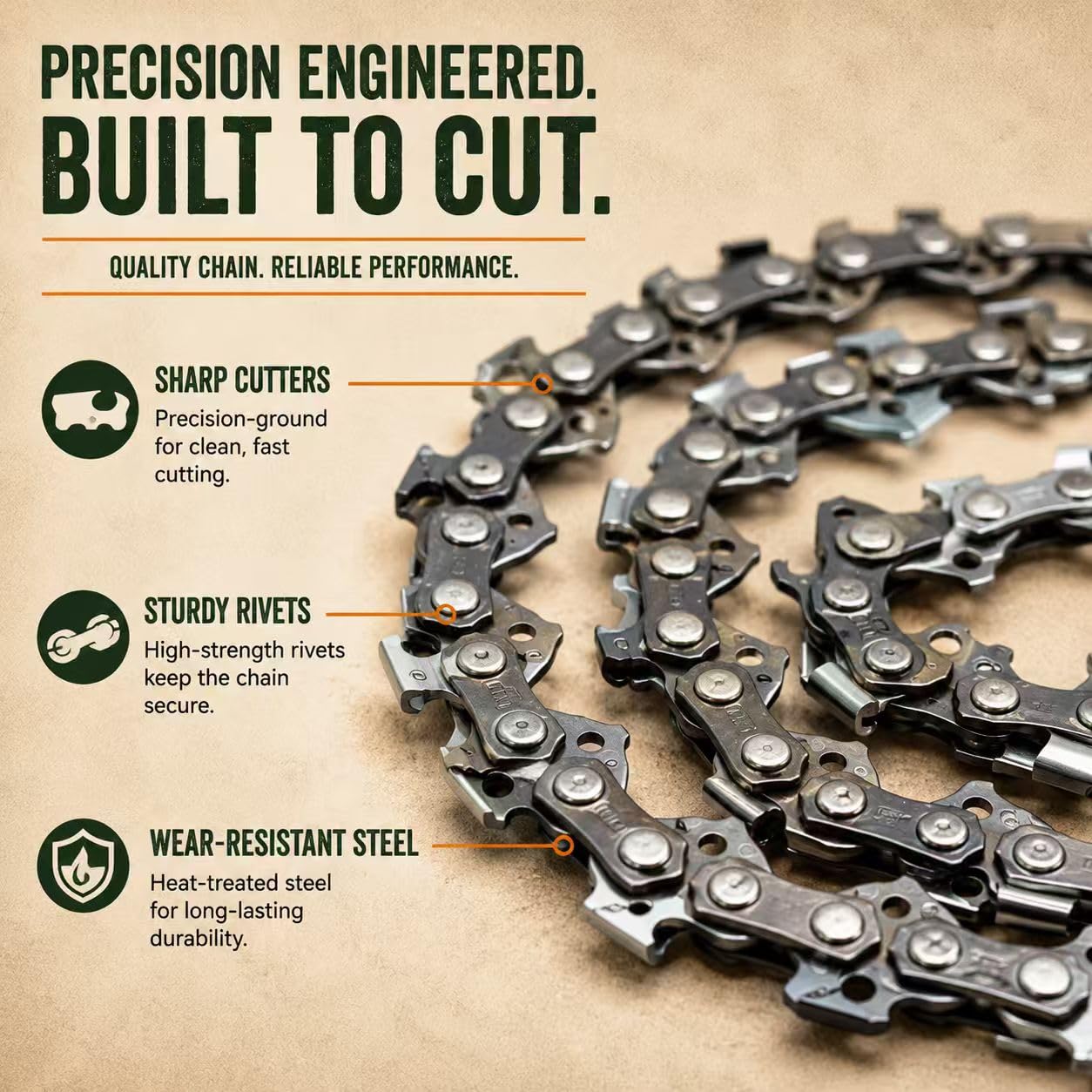 Paquete de 3 cadenas de motosierra de 20 pulgadas, 72 eslabones de transmisión, paso de 3/8 pulgadas, calibre de 0.050 pulgadas, compatible con Husqvarna 455, Poulan PR5020, Stihl MS 260