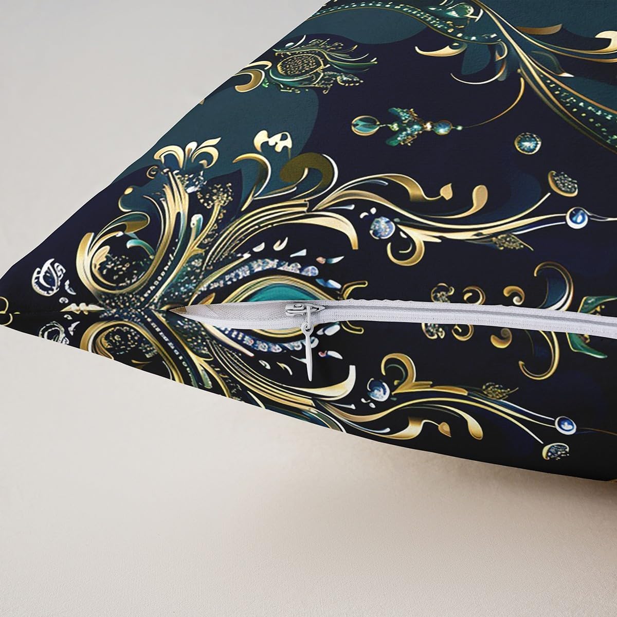 Erosebridal Set of 2 Golden Damask Cushion Covers 22X22 Antique Victorian Baroque Decorative Pillow Covers Vintage Floral Pillow Covers Western Bohemian Esthetics Throw Pillow Covers for Sofa Bed