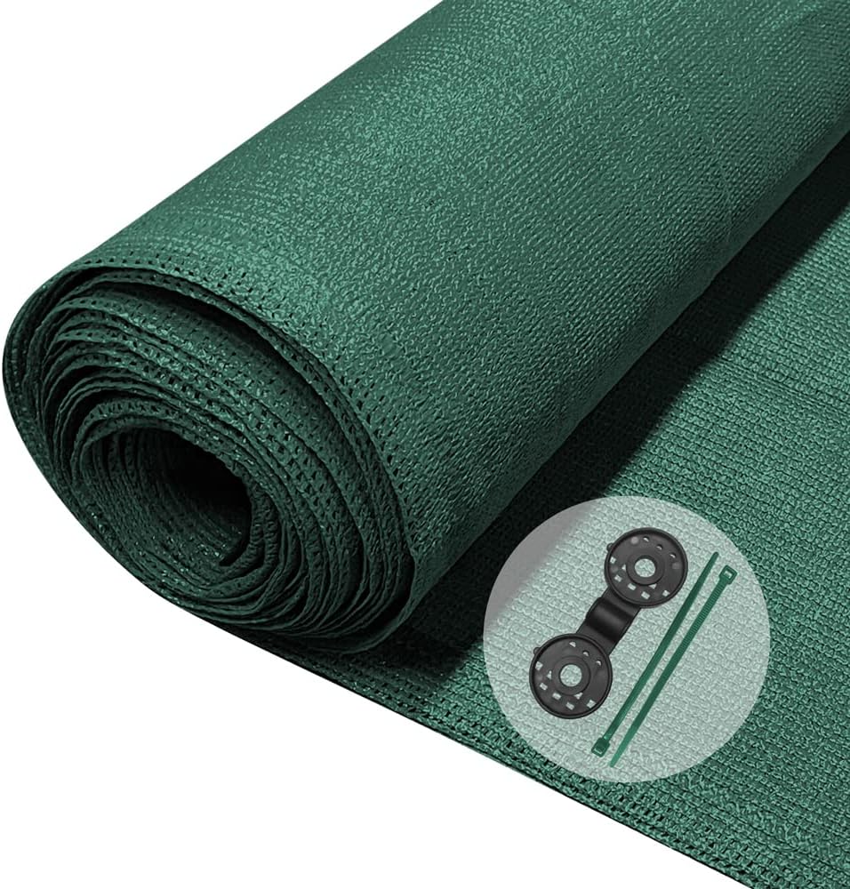VOUNOT® Privacy Netting 1.8×10m Garden Screening HDPE Shading Net, 75% Shading Rate UV-Resistant, Tear-Resistant Windbreak Fencing with Holes and Cable Ties, Green
