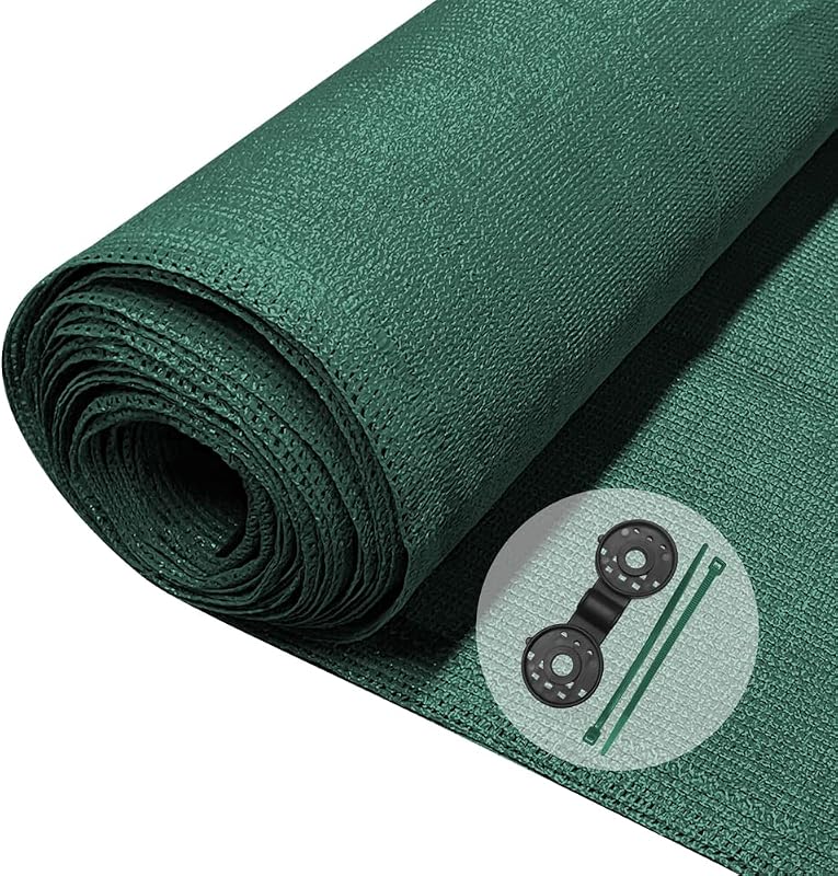 vounot HDPE Blackout Privacy Screen 150 g/m² with Clips and Clips for UV Rays Tear and Wind Protection for Garden Balcony 1 x 10 m Green