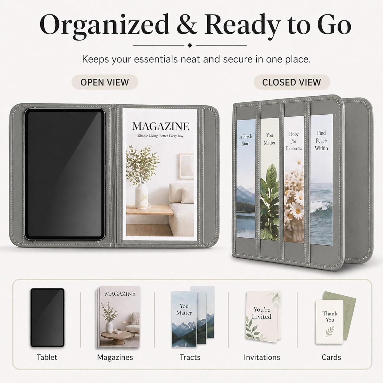 party greeting Tract Holders for Ministry 2026, Magazine Holder, Gray