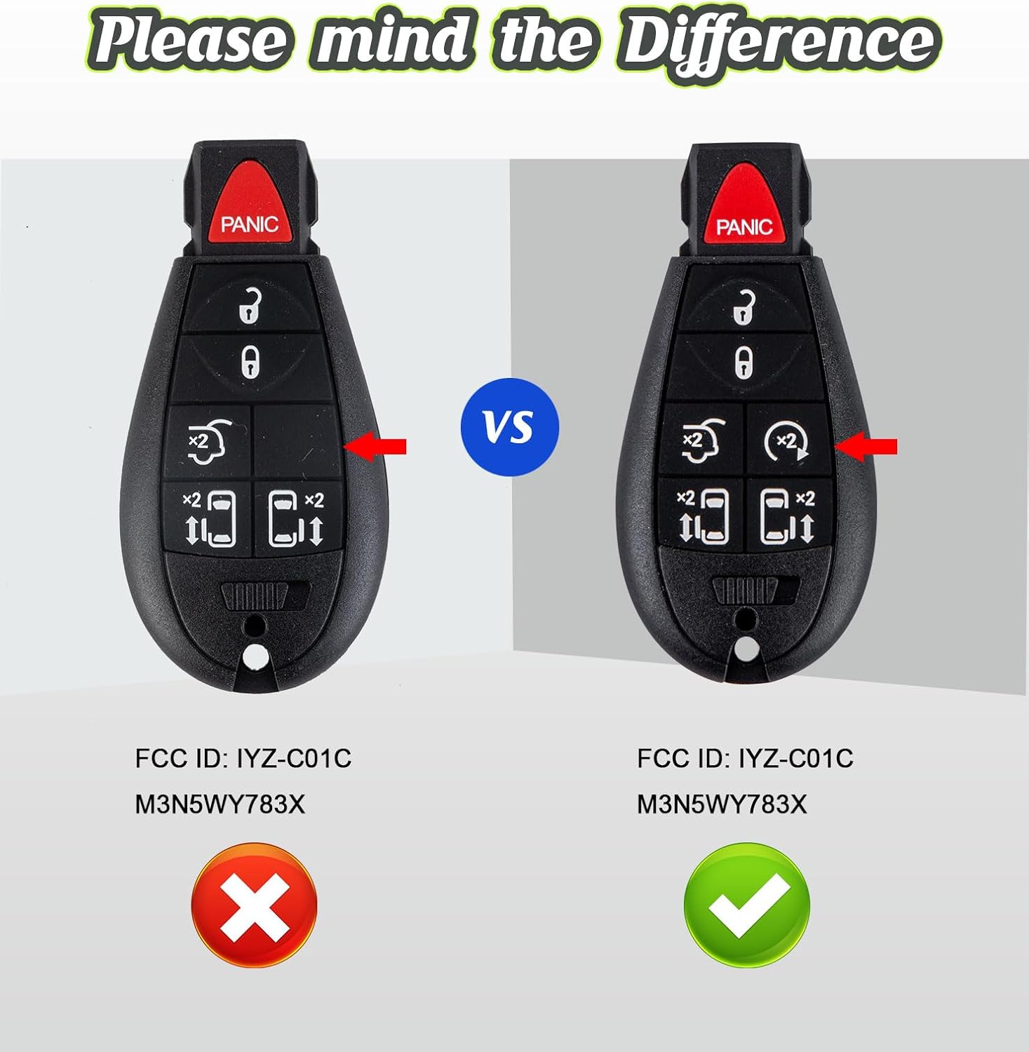 Car Key Fob Voice OBD Kit Replacement for 2008-2016 Chrylser Town & Country 2008-2020 Dodge Grand Caravan M3N5WY783X IYZ-C01C