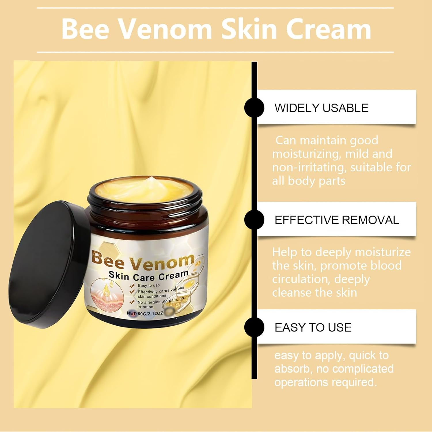 Bee Venom Skin Cream, 2PCS Bee Venom Repair Cream, Natural Repair Hydrating Moisturizing Gel for All Body Parts - Image 3