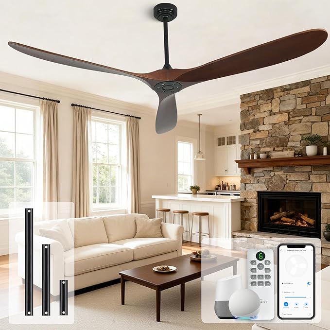 Ventilador de Techo 72 Pulgadas Sin Luz, 6 Velocidades, Moto