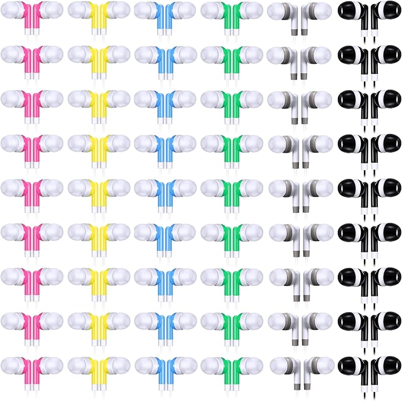 Konohan 60 Pack Wired Earbuds Bulk with 3.5mm Jack, Colorful
