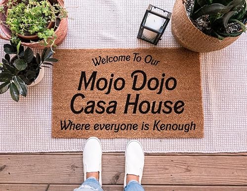 Miniatura 4 de Casa House Felpudo con texto en inglés "Where Everyone is Koughty", divertido y grueso, 100% fibra de coco frontal, regalo para el hogar (16 x 24