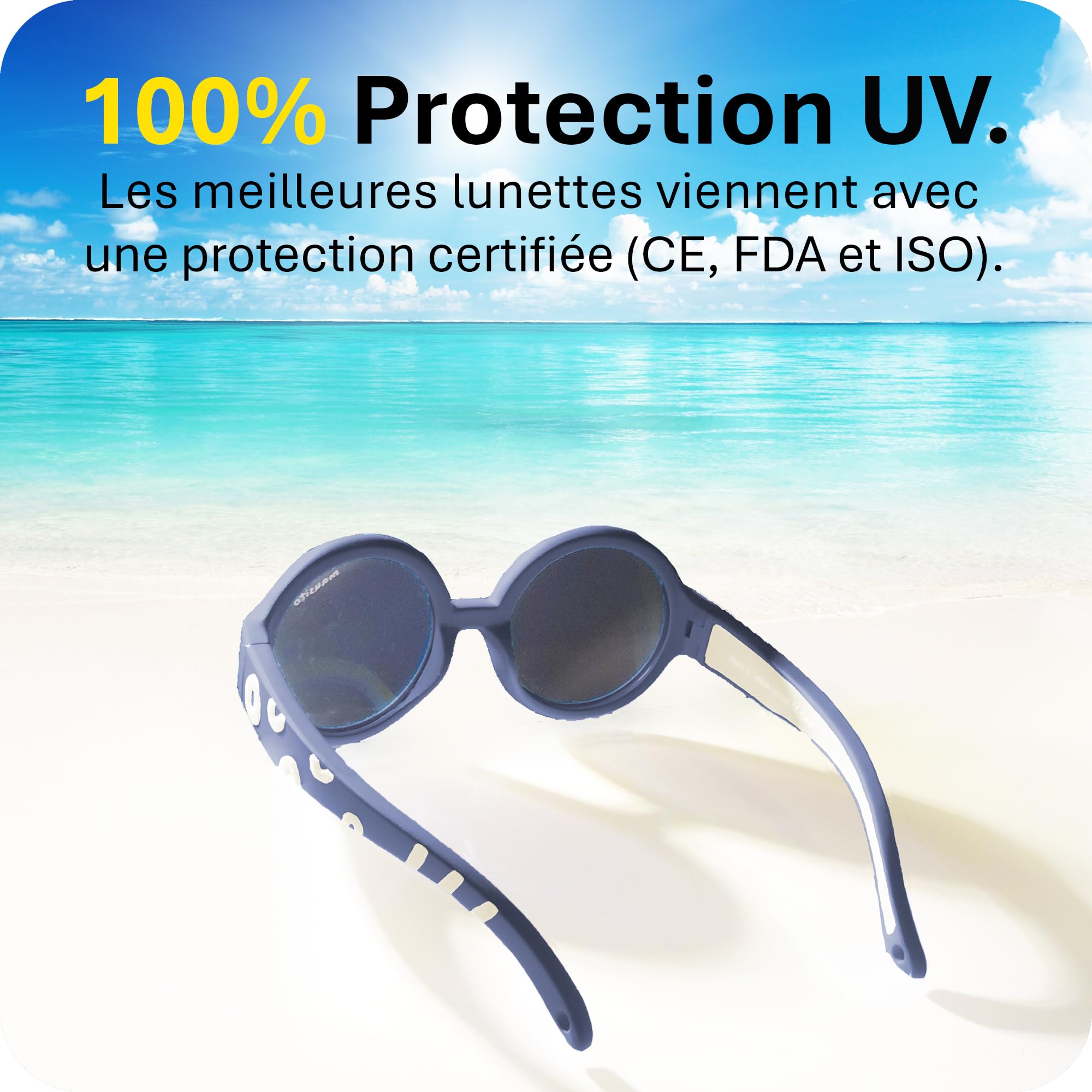 Mausito Lunettes de soleil enfant monture flexible & bandeau ajustable | Lunettes de soleil bébé et enfant protection 100% UV & sans BPA | Design européen, maintien parfait | 6-24 mois et 2-5 ans