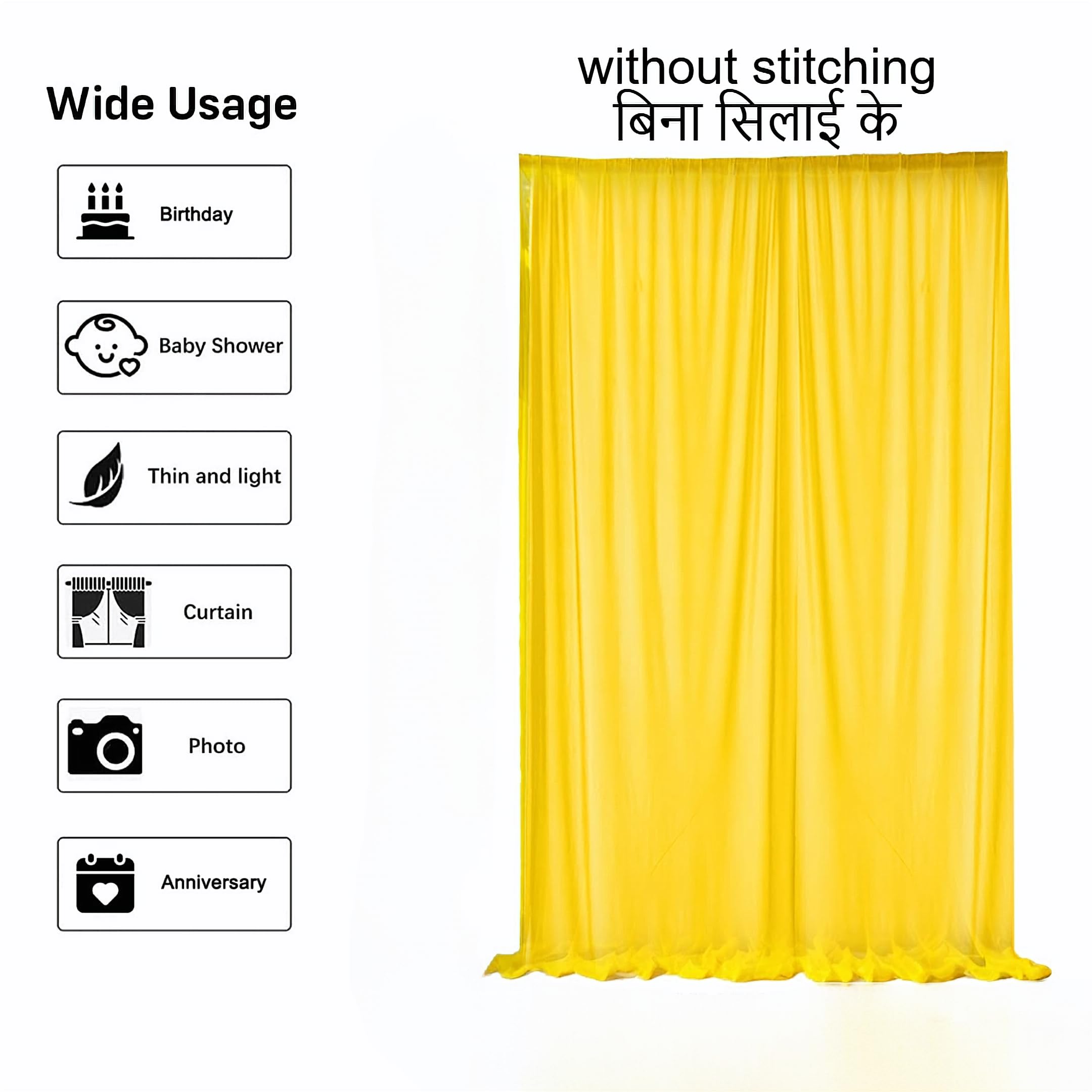 Floroom Yellow Net for Decoration with Chakra Hangings - 8 Pcs Haldi Decor Items for Home,Pooja Decoration, Haldi Decoration Set, Wedding, Festive Decor (Haldi_44) 1