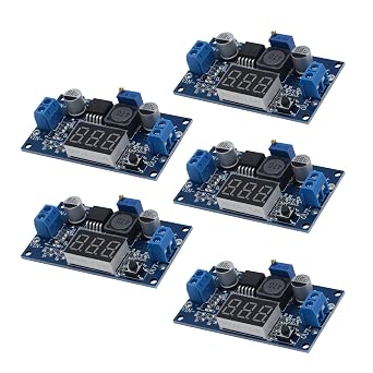 5 PCS Adjustable LM2596 LM2596S DC-DC Buck Converter, Adjustable Voltage Regulator 36V 24V 12V to 5V 2A Buck Converter Adjustable Power Supply Module with Digital Voltmeter Display