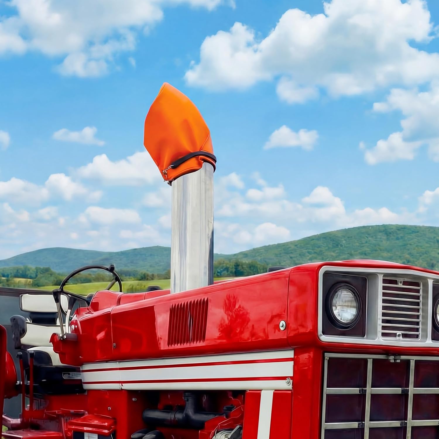 Outus 2 Pcs 12'' Turbo Saver Exhaust Cover, Orange Turbo Exhaust Cover with 21" Rubber Snap Tie Hook, Weather Resistant, Protects While Tranporting