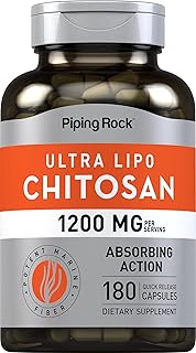 Piping Rock Chitosan Supplement 1200 mg | 180 Capsules | Ultra Lipo Chitosan | Absorbing Action | Non-GMO, Gluten Free