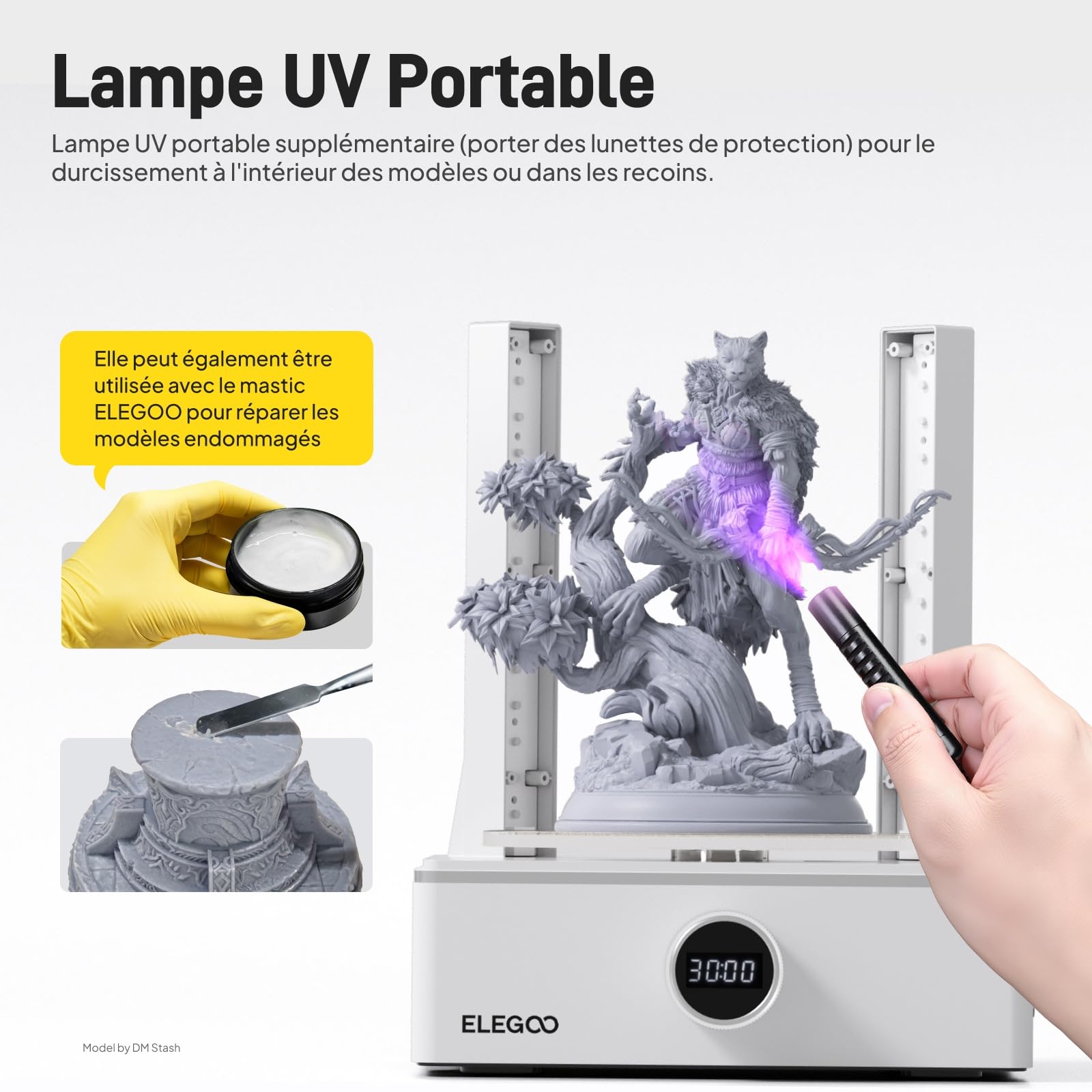 ELEGOO Mercury XS Bundle Machine Wash & Cure Station de Lavage et de Durcissement Séparée pour Les Grands Modèles Imprimés en Résine 3D avec Un Lampe UV Portable, Compatible avec Saturn et Mars